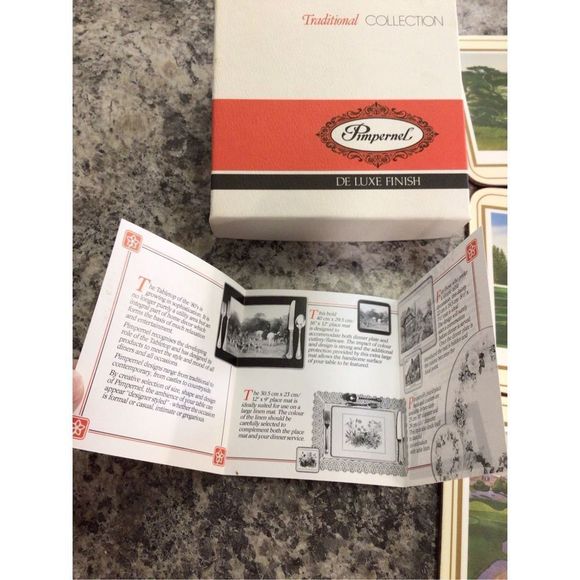 Vintage Pimpernel Deluxe Finish Traditional Collection 6 PC Coasters Original Bo - Picture 12 of 15